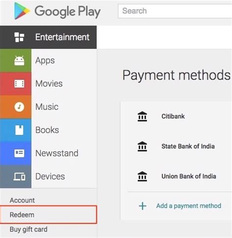 Accepted payment methods on Google Play .